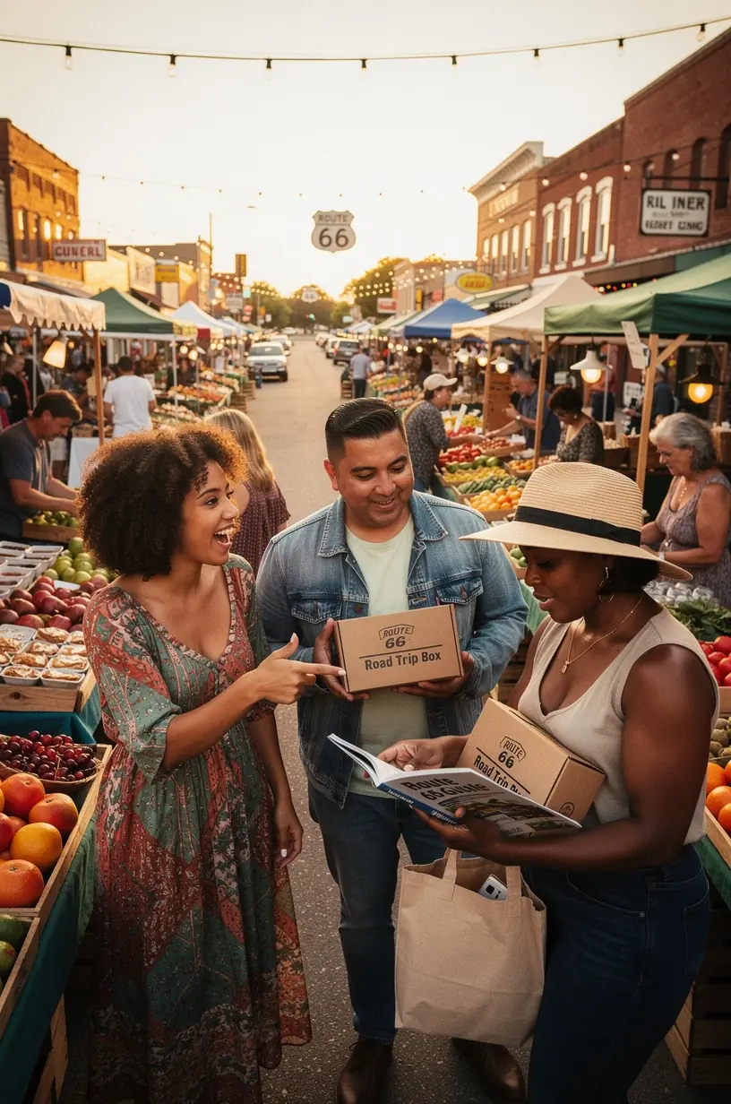 Набор для путешествия по западным штатам с тематическими памятными предметами и скидками.